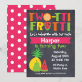 Two-tii Frutti Chaklboard 2e verjaardag Uitnodigin Kaart (Voorkant / Achterkant)