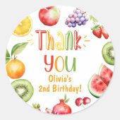 Two-tit frutti fruitfeest dank u ronde sticker (Voorkant)