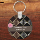 Two Tone Animal Print True Butty Button Key chain Sleutelhanger (Voorkant)