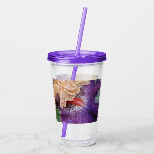 Two-tone Bearded Iris Bloom Floral Acryl Drinkbeker (Achterkant)