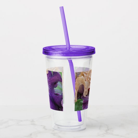 Two-tone Bearded Iris Bloom Floral Acryl Drinkbeker (Links)