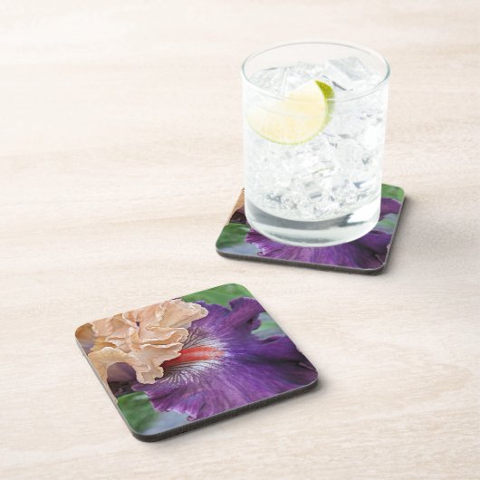 Two-tone Bearded Iris Bloom Floral Bier Onderzetter (Rechterzijde)