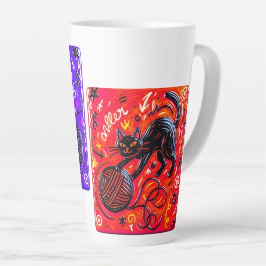 Two-Tone Black Cat Latte Mok (Rechterhoek)