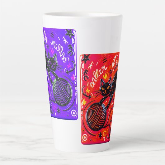 Two-Tone Black Cat Latte Mok (Voorkant)