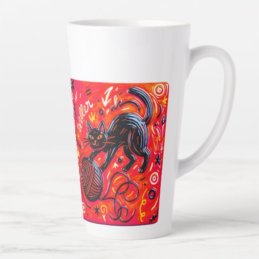 Two-Tone Black Cat Latte Mok (Rechts)