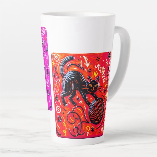 Two-Tone Black Cat Latte Mok (Rechterhoek)