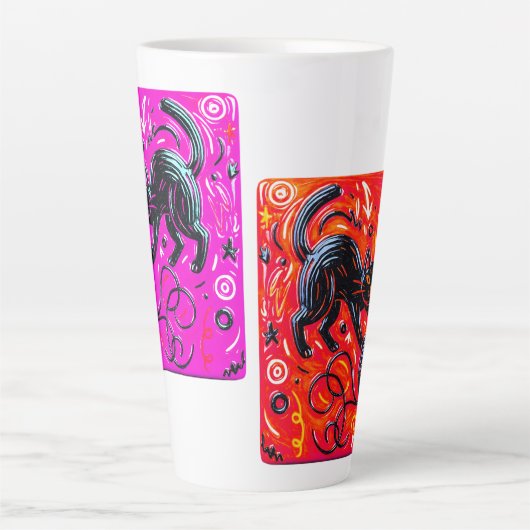 Two-Tone Black Cat Latte Mok (Voorkant)