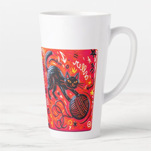 Two-Tone Black Cat Latte Mok (Rechts)