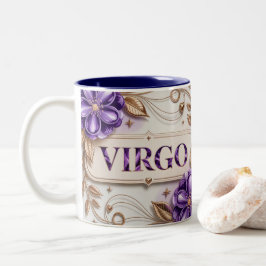 Two Tone Blue White Cream Purple Virgo Mug Tweekleurige Koffiemok