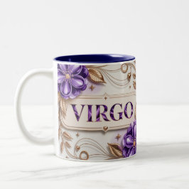 Two Tone Blue White Cream Purple Virgo Mug Tweekleurige Koffiemok
