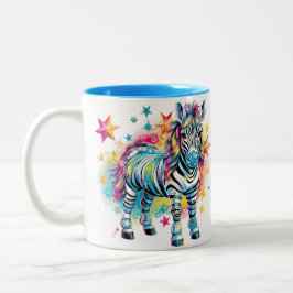Two Tone Blue & White Zebra Mok