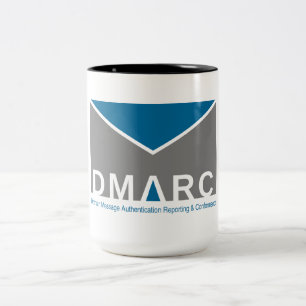 Two-Tone DMARC Logo Mok, 15 oz Tweekleurige Koffiemok
