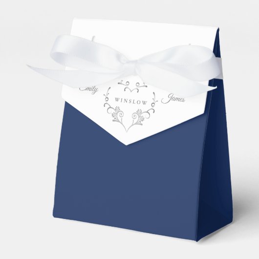 Two Tone Favor Box-Fancy Zilveren Hart Bedankdoosjes (Voorkant Zijde)