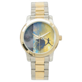 Two-Tone Goud en Zilver Quantum Jumps Polshorloge Horloge