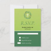 Two Tone Green Leafy Wreath Spring Doop RSVP (Voorkant)