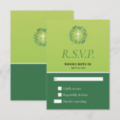 Two Tone Green Leafy Wreath Spring Doop RSVP (Voorkant / Achterkant)