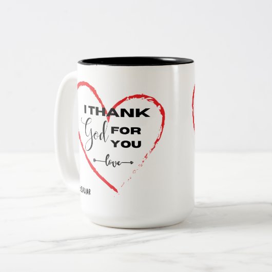 Two-Tone Mok, 15 oz Tweekleurige Koffiemok (Voorkant links)