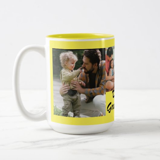 Two-Tone Mok De beste opa ooit 4 foto's geel (Links)