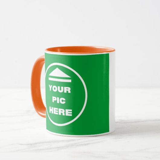 Two-Tone Mok - Voeg uw Afbeelding 11 oz wit Sinaas (Voorkant links)