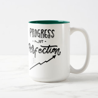 Two-Tone Mug, 15 oz Progress Not Perfection | Mini Tweekleurige Koffiemok