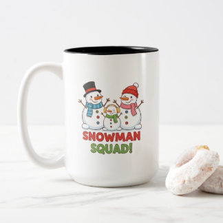 Two-Tone Mug, 15 oz Snowman Family Tweekleurige Koffiemok