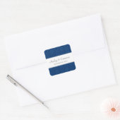 Two Tone Navy Blauw Damask Bruiloft V16 Vierkante Sticker (Envelop)