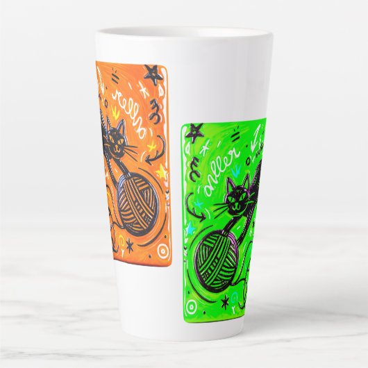 Two-Tone Neon Cat Latte Mok (Voorkant)