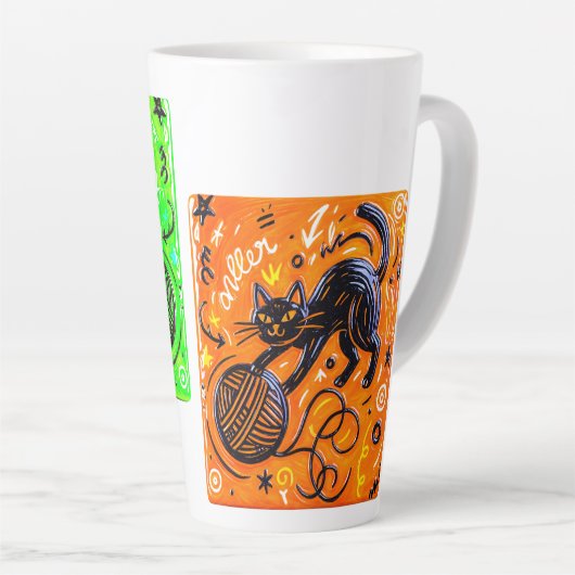 Two-Tone Neon Cat Latte Mok (Rechterhoek)