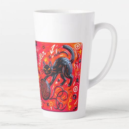 Two-Tone Neon Cat Latte Mok (Rechts)