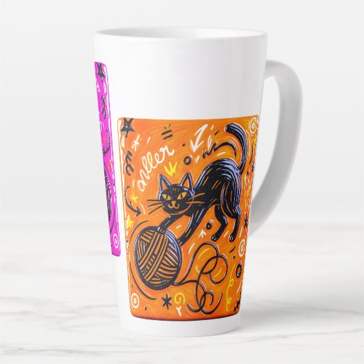 Two-Tone Neon Kitty Latte Mok (Rechterhoek)