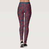 Two Tone Rood Blauw Tiger Streep Patroon Gym Fitne Leggings (Achterkant)