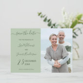 Two-Tone Sage Green Custom Photo Sla de datum op Kaart (Staand voorkant)