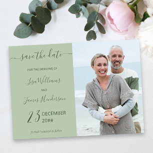 Two-Tone Sage Green Custom Photo Sla de datum op Kaart