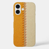 Two-Tone Tan & Cream Stitched Leather Phone Case (Achterkant)