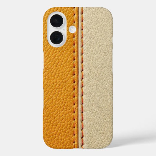 Two-Tone Tan & Cream Stitched Leather Phone Case (Achterkant)