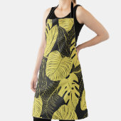 Two Tone Yellow Black Tropical Leaf Seamless Patte Schort (Insitu)