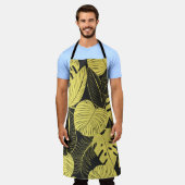 Two Tone Yellow Black Tropical Leaf Seamless Patte Schort (Gedragen)