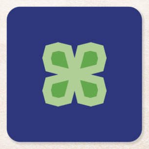 Two-toned hoekige four-Leaf klaver Kartonnen Onderzetters