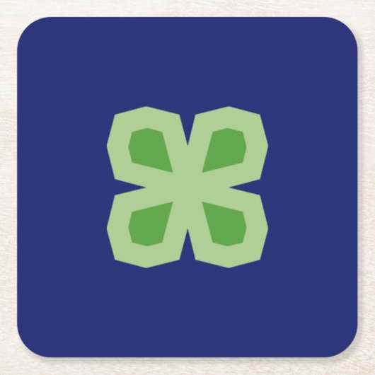 Two-toned hoekige four-Leaf klaver Kartonnen Onderzetters (Voorkant)