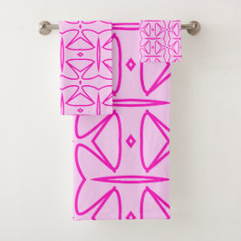 Two Toned Pink Pattern Bath Towel Bad Handdoek