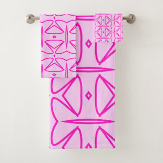 Two Toned Pink Pattern Bath Towel Bad Handdoek