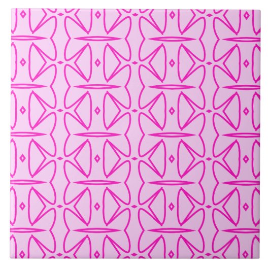 Two Toned Pink Pattern Ceramic Tile Tegeltje (Voorkant)