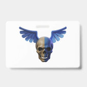 Two-Toned Skull with Blue Stylized Wings Badge (Achterkant)