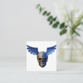 Two-Toned Skull with Blue Stylized Wings Contactkaartje (Staand voorkant)