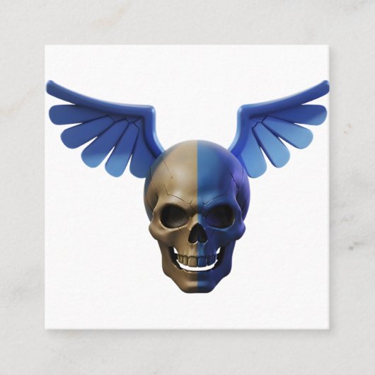 Two-Toned Skull with Blue Stylized Wings Contactkaartje (Voorkant)