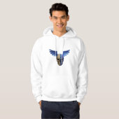 Two-Toned Skull with Blue Stylized Wings Hoodie (Voorkant volledig)