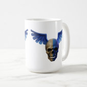 Two-Toned Skull with Blue Stylized Wings Koffiemok (Voorkant rechts)