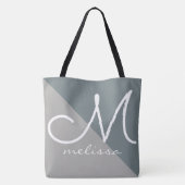 Two Tones of grey grote canvas tas met naam (Achterkant)
