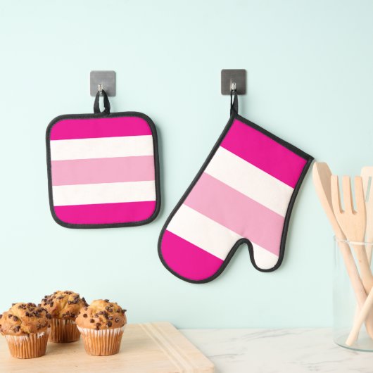 Two Tones Stripes Ovenwant & Pannenlap Set (Insitu(Ophanging))