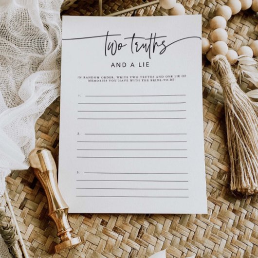 Two Truth & A Lie Vrijgezellenfeest Activiteit Gam Kaart